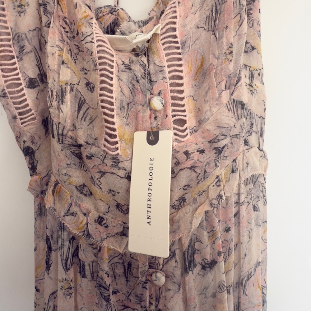 NWT Anthropologie Sheer Floral Curtain Top Size: Small - Picture 6 of 7